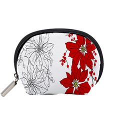 Poinsettia Flower Coloring Page Accessory Pouches (small)  by Simbadda