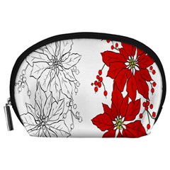 Poinsettia Flower Coloring Page Accessory Pouches (large)  by Simbadda