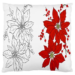 Poinsettia Flower Coloring Page Large Flano Cushion Case (two Sides) by Simbadda