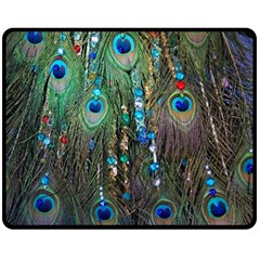 Peacock Jewelery Fleece Blanket (medium)  by Simbadda