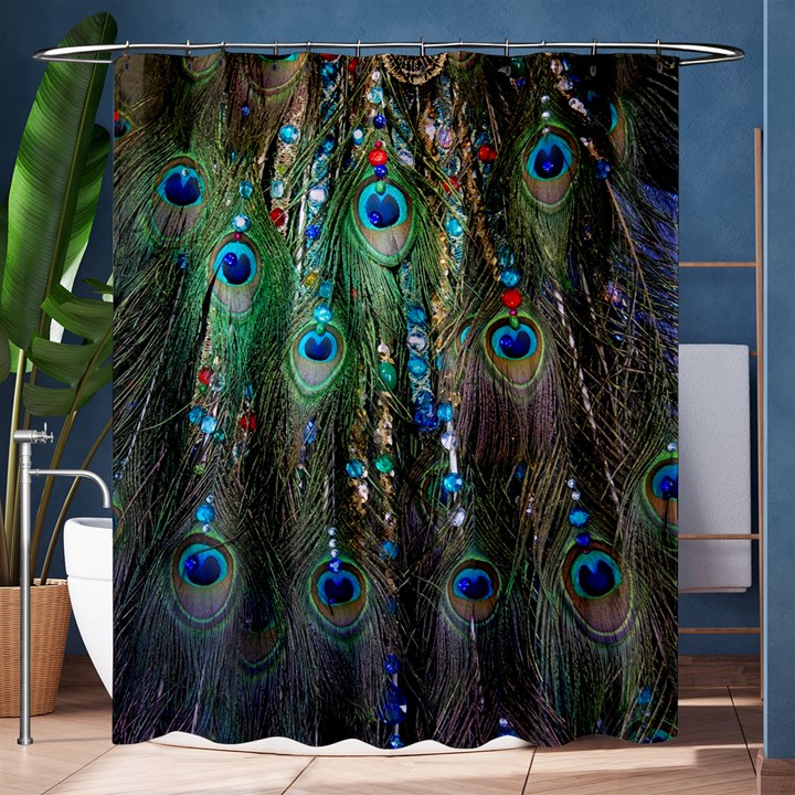 Peacock Jewelery Shower Curtain 60  x 72  (Medium) 