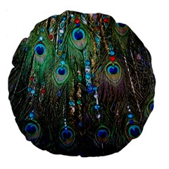 Peacock Jewelery Large 18  Premium Round Cushions by Simbadda