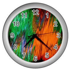 Watercolor Grunge Background Wall Clocks (silver)  by Simbadda