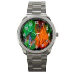 Watercolor Grunge Background Sport Metal Watch Front