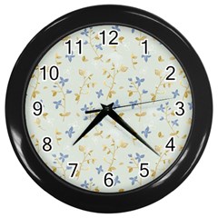 Vintage Hand Drawn Floral Background Wall Clocks (black) by TastefulDesigns