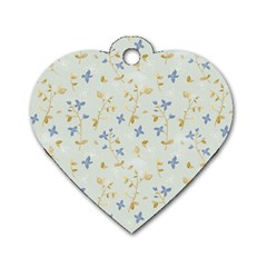 Vintage Hand Drawn Floral Background Dog Tag Heart (two Sides) by TastefulDesigns