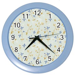 Vintage Hand Drawn Floral Background Color Wall Clocks by TastefulDesigns