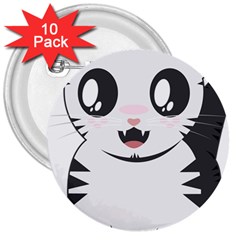 Meow 3  Buttons (10 Pack)  by evpoe