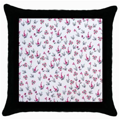 Heart Ornaments And Flowers Background In Vintage Style Throw Pillow Case (black) by TastefulDesigns