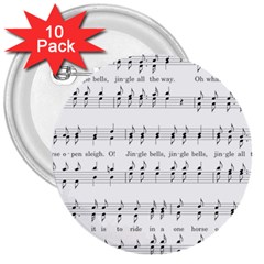 Jingle Bells Song Christmas Carol 3  Buttons (10 Pack)  by Simbadda