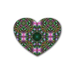 Digital Kaleidoscope Rubber Coaster (heart)  by Simbadda