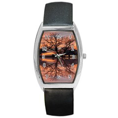 Aurora Sunset Sun Landscape Barrel Style Metal Watch by Simbadda