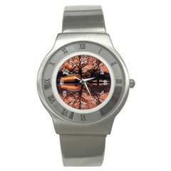 Aurora Sunset Sun Landscape Stainless Steel Watch