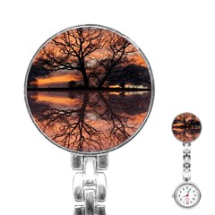 Aurora Sunset Sun Landscape Stainless Steel Nurses Watch by Simbadda