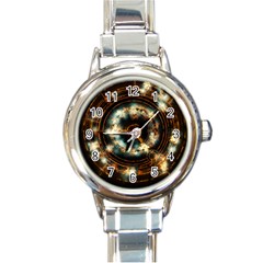 Science Fiction Energy Background Round Italian Charm Watch by Simbadda