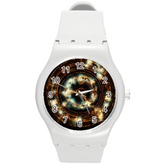 Science Fiction Energy Background Round Plastic Sport Watch (m) by Simbadda