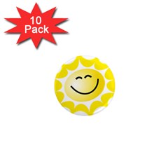 The Sun A Smile The Rays Yellow 1  Mini Magnet (10 Pack)  by Simbadda