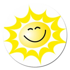 The Sun A Smile The Rays Yellow Magnet 5  (round) by Simbadda