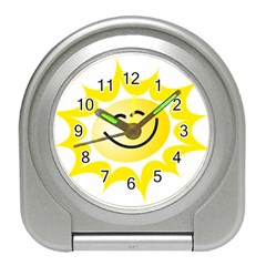 The Sun A Smile The Rays Yellow Travel Alarm Clocks by Simbadda