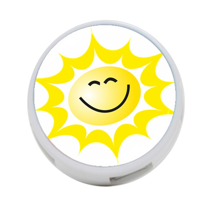 The Sun A Smile The Rays Yellow 4-Port USB Hub (Two Sides) 