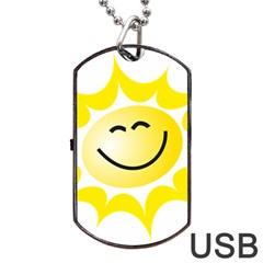 The Sun A Smile The Rays Yellow Dog Tag Usb Flash (one Side) by Simbadda