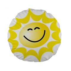 The Sun A Smile The Rays Yellow Standard 15  Premium Round Cushions by Simbadda