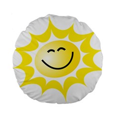 The Sun A Smile The Rays Yellow Standard 15  Premium Flano Round Cushions by Simbadda