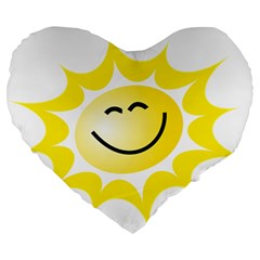 The Sun A Smile The Rays Yellow Large 19  Premium Flano Heart Shape Cushions by Simbadda