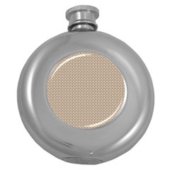 Pattern Ornament Brown Background Round Hip Flask (5 Oz) by Simbadda