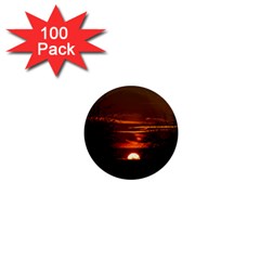 Sunset Sun Fireball Setting Sun 1  Mini Magnets (100 Pack)  by Simbadda