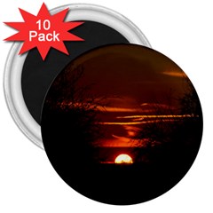 Sunset Sun Fireball Setting Sun 3  Magnets (10 Pack)  by Simbadda