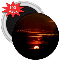 Sunset Sun Fireball Setting Sun 3  Magnets (100 Pack) by Simbadda