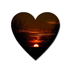 Sunset Sun Fireball Setting Sun Heart Magnet by Simbadda