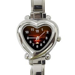 Sunset Sun Fireball Setting Sun Heart Italian Charm Watch by Simbadda