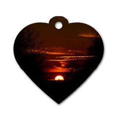 Sunset Sun Fireball Setting Sun Dog Tag Heart (one Side) by Simbadda