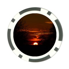 Sunset Sun Fireball Setting Sun Poker Chip Card Guard by Simbadda