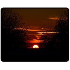 Sunset Sun Fireball Setting Sun Fleece Blanket (medium)  by Simbadda