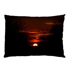 Sunset Sun Fireball Setting Sun Pillow Case (two Sides) by Simbadda