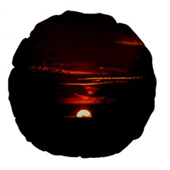 Sunset Sun Fireball Setting Sun Large 18  Premium Flano Round Cushions by Simbadda