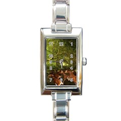 Red Deer Deer Roe Deer Antler Rectangle Italian Charm Watch by Simbadda