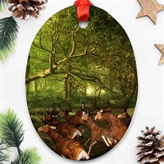 Red Deer Deer Roe Deer Antler Ornament (oval) by Simbadda