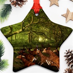 Red Deer Deer Roe Deer Antler Star Ornament (two Sides) by Simbadda