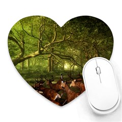 Red Deer Deer Roe Deer Antler Heart Mousepads by Simbadda