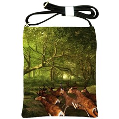 Red Deer Deer Roe Deer Antler Shoulder Sling Bags by Simbadda