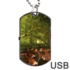 Red Deer Deer Roe Deer Antler Dog Tag Usb Flash (one Side) by Simbadda