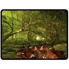 Red Deer Deer Roe Deer Antler Double Sided Fleece Blanket (large)  by Simbadda