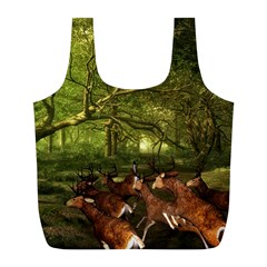 Red Deer Deer Roe Deer Antler Full Print Recycle Bags (l) 