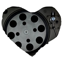 Turntable Record System Tones Large 19  Premium Flano Heart Shape Cushions