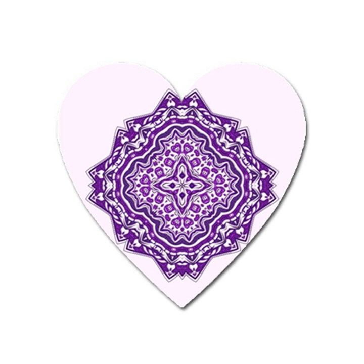 Mandala Purple Mandalas Balance Heart Magnet