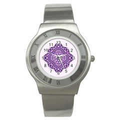 Mandala Purple Mandalas Balance Stainless Steel Watch